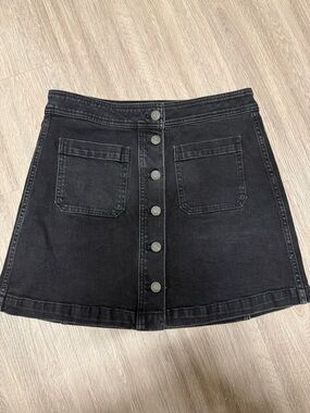 Madewell Black Button-Front Mini Skirt